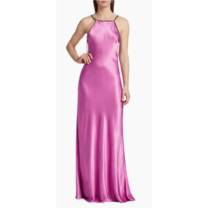 L'AGENCE Majesty with Chain Satin Gown Dress Magenta PINK size 4 - Holiday